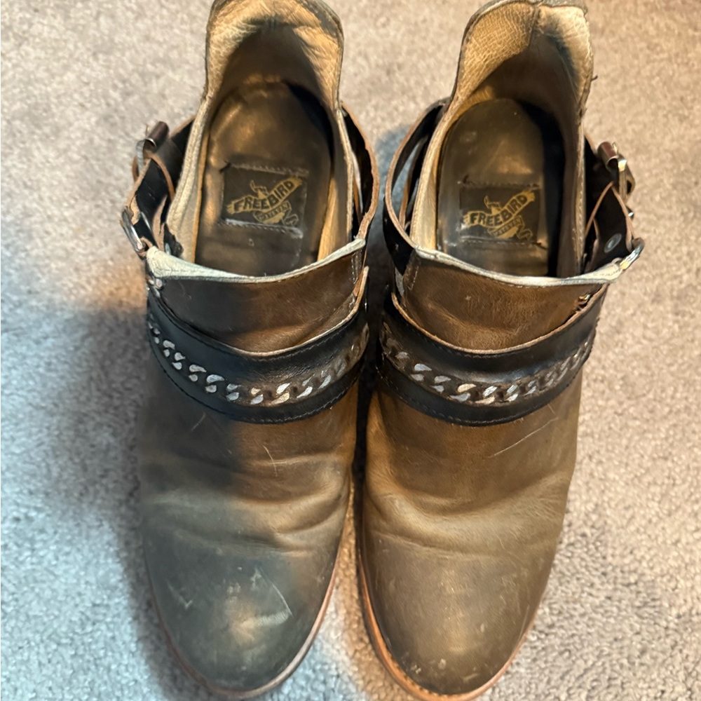 Freebird by Steven Genuine Leather Stair Western Ankle Booties